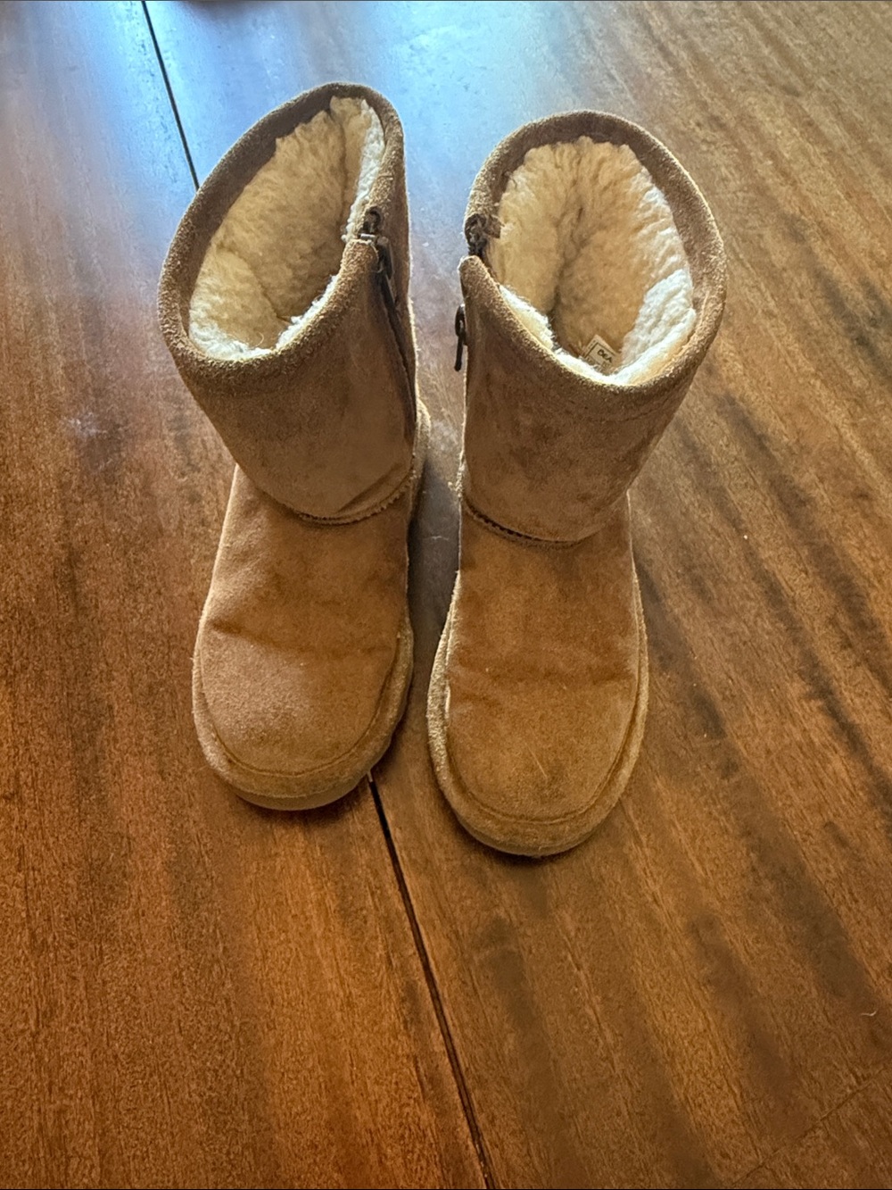 BearPaw Kids Tan Suede-Look Cozy Winter Boots